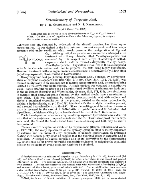Stereochemistry of carpamic acid