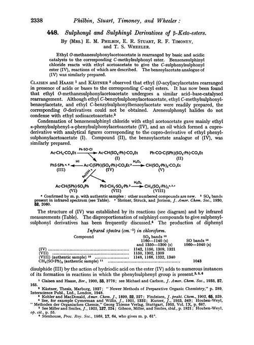 448. Sulphonyl and sulphinyl derivatives of β-keto-esters