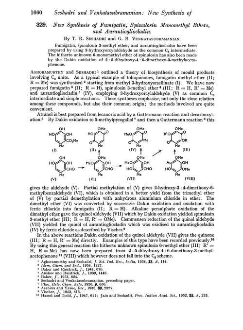 329. New synthesis of fumigatin, spinulosin monomethyl ethers, and aurantiogliocladin