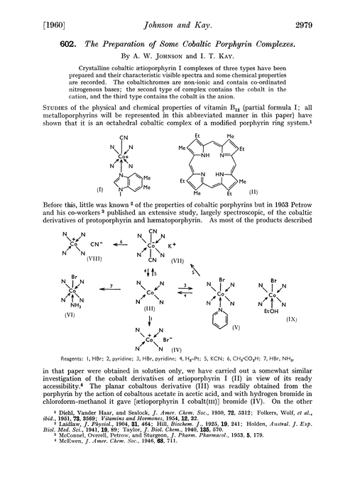 602. The preparation of some cobaltic porphyrin complexes