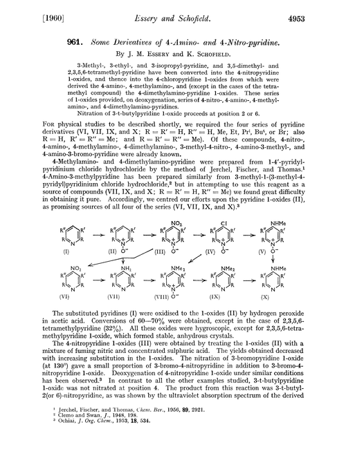 961. Some derivatives of 4-amino- and 4-nitro-pyridine