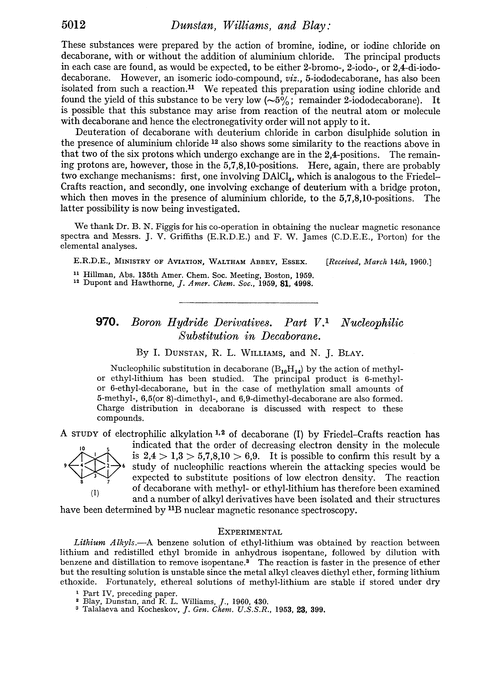 970. Boron hydride derivatives. Part V. Nucleophilic substitution in decaborane