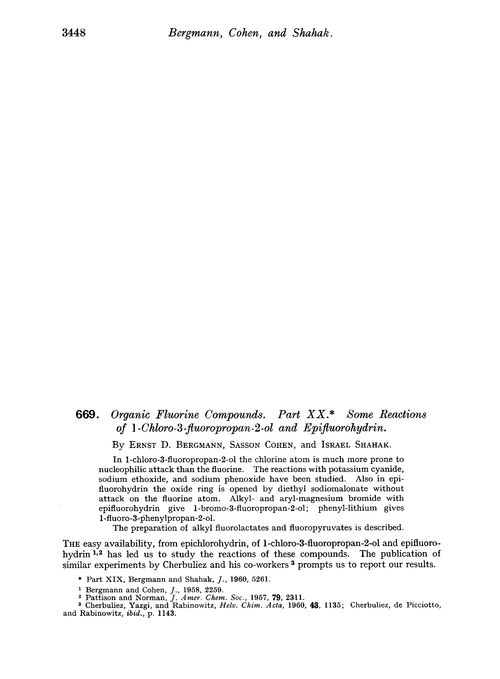 669. Organic fluorine compounds. Part XX. Some reactions of 1-chloro-3-fluoropropan-2-ol and epifluorohydrin