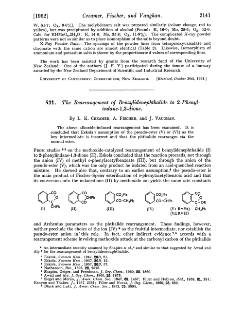 411. The rearrangement of benzylidenephthalide to 2-phenylindane-1,3-dione