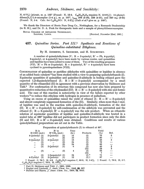 457. Quinoline series. Part III. Synthesis and reactions of quinoline-substituted ethylenes