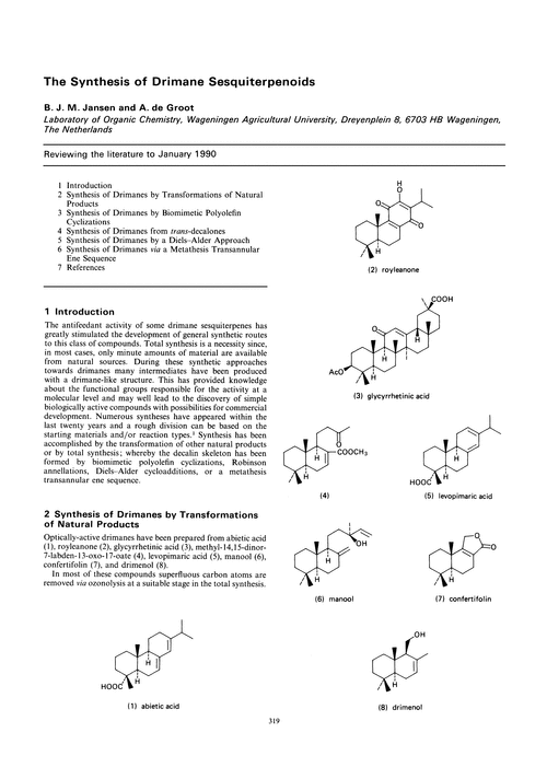 The synthesis of drimane sesquiterpenoids