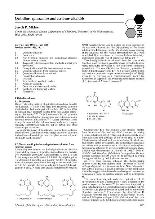 Quinoline, quinazoline and acridone alkaloids