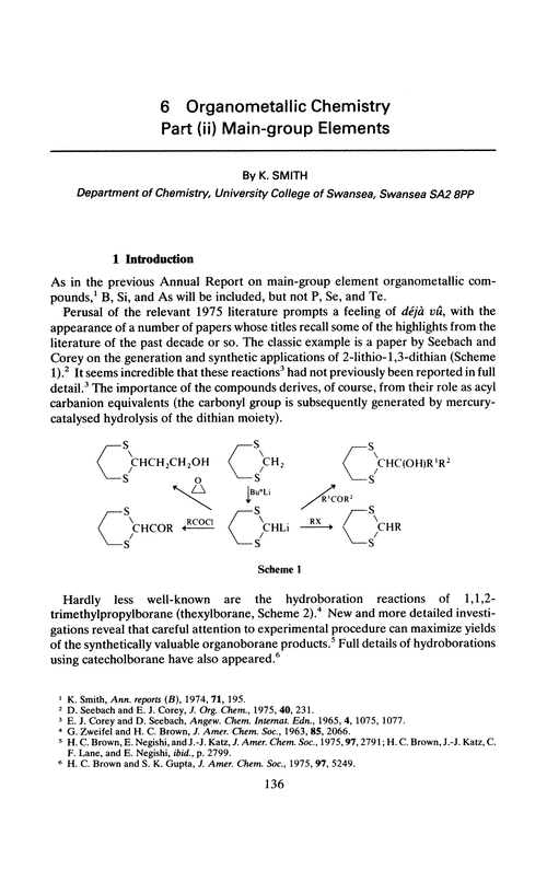 Chapter 6. Organometallic chemistry. Part (ii) Main-group elements