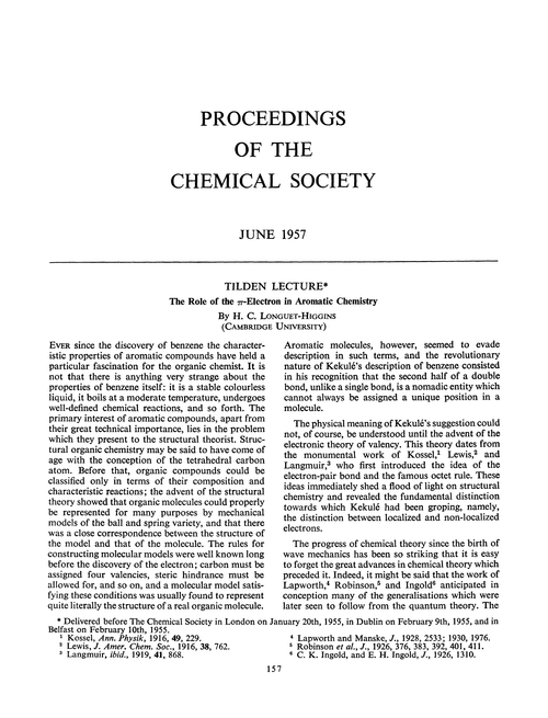 Proceedings of the Chemical Society. June 1957