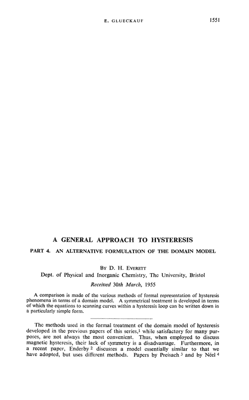 A general approach to hysteresis. Part 4. An alternative formulation of the domain model