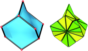 A tile of the diamond structure (left) dissected into chambers (right).