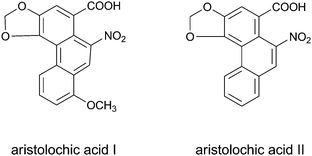The structural formulae of aristolichic acid I and II.