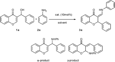 Reaction of 1a with 2a catalyzed by Lewis acid.