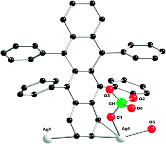 View of the crystal structure of [Ag4(rub)(ClO4)4(H2O)4].
