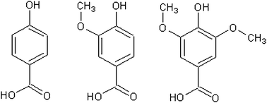 
              Para hydroxy benzoic, vanillic and syringic acids.