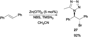 NBS induced synthesis of 1,5-disubstituted tetrazoles from alkenes.