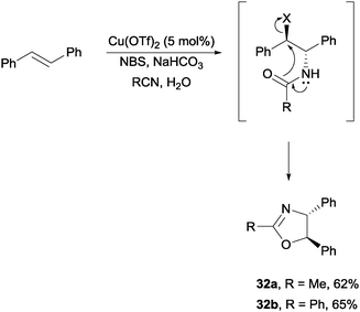 NBS promoted stereoselective one-pot synthesis of oxazolines.