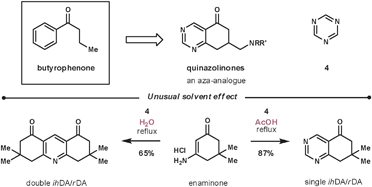 Unusual solvent effect during enaminone and 1,3,5-triazine reaction.