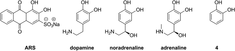 Aromatic diols: alizarin red S, catecholamines and catechol (4).