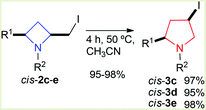 Thermal isomerisation of cis-azetidines 2c–e to cis-pyrrolidines 3c–e.