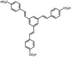 Chemical structure of 1,3,5-Tris[(1E)-2′-(4′′-benzoic acid)vinyl]benzene] (Ramizol™).