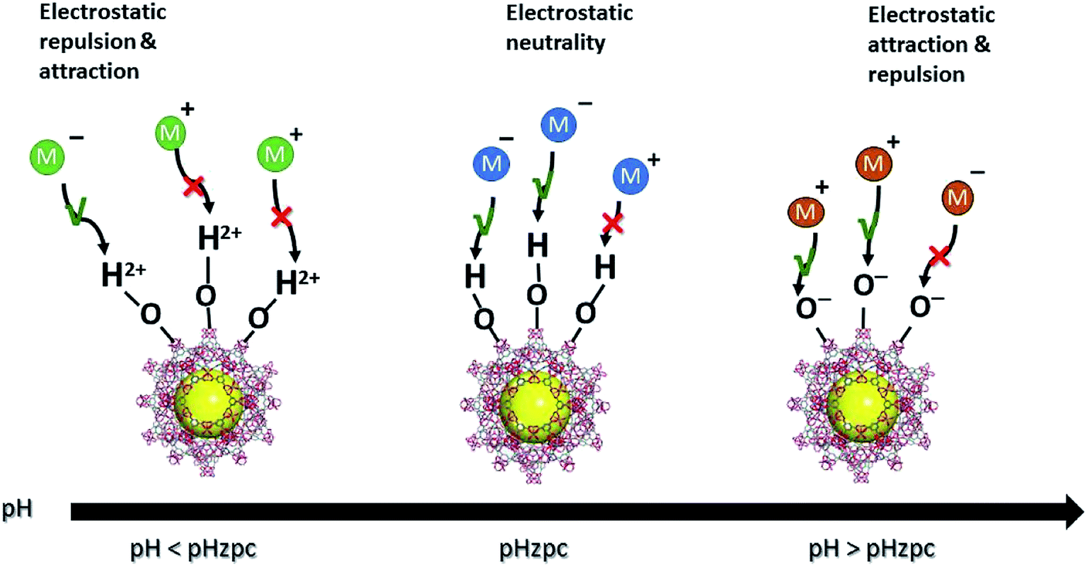 electrostatic attraction/repulsion between inorganic