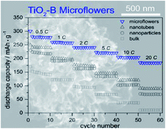 Graphical abstract: Mesoporous TiO2–B microflowers composed of (1  [[1 with combining macron]]  0) facet-exposed nanosheets for fast reversible lithium-ion storage
