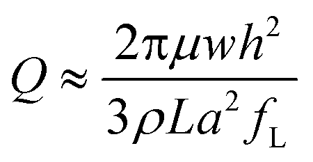 where the 2/3 multiplier comes from the conversion of the maximum velocity to the average velocity in the flow through the straight channel.