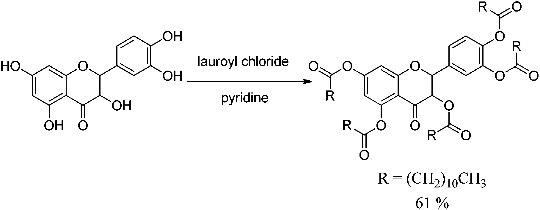 acylation of quercetin by lauroyl chloride.