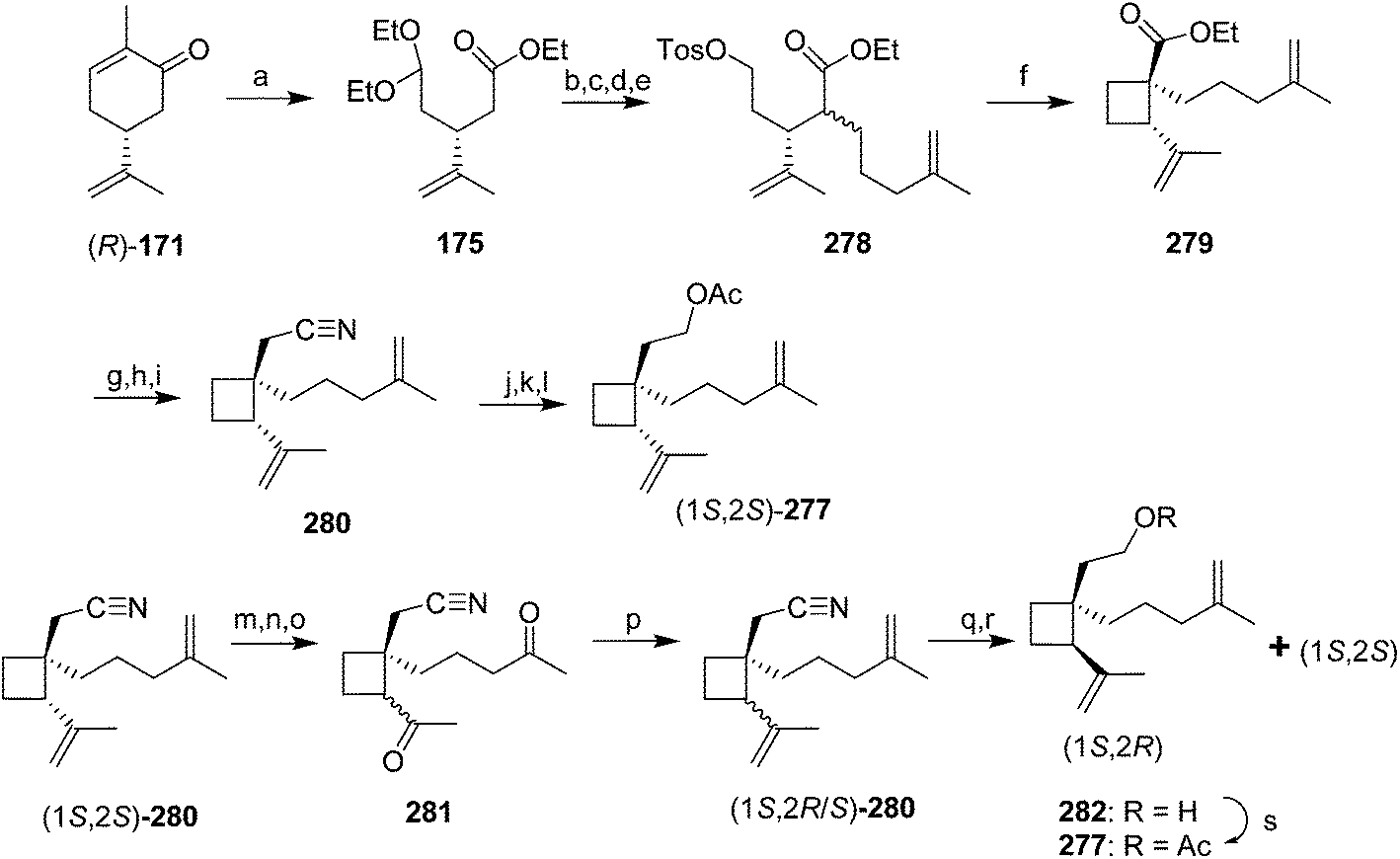 c; (e) toscl, pyridine, 43% over 3 steps; (f) lihmds, thf/hmpa