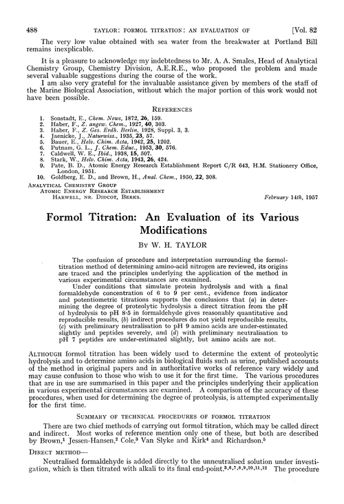 Formol titration an evaluation of its various modifications Analyst