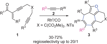 Graphical abstract:Rhodium-catalyzed domino heterocyclization and [(3+2)+2] carbocyclization:construction of fused tricycloheptadienes