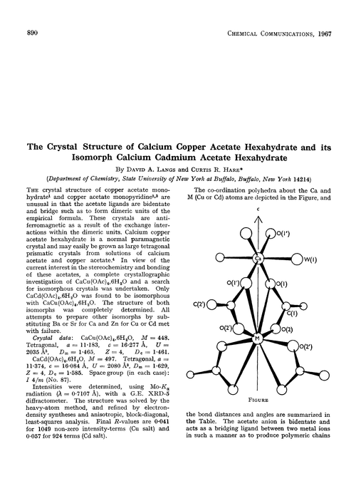 The crystal structure of calcium copper acetate hexahydrate and its