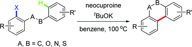 Graphical abstract: Neocuproine–KOtBu promoted intramolecular cross coupling to approach fused rings