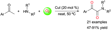 Graphical abstract: Copper-catalyzed direct oxidative synthesis of α-ketoamides from aryl methyl ketones, amines, and molecular oxygen