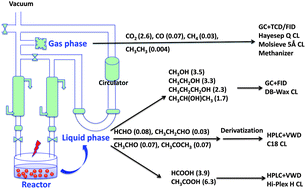 Analysis of gas and liquid phase photoreduction products