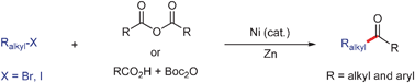 Graphical abstract: Mild ketone formation via Ni-catalyzed reductive coupling of unactivated alkyl halides with acid anhydrides