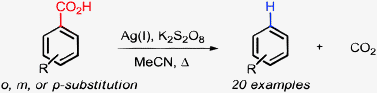 Graphical abstract: Protodecarboxylation of benzoic acids under radical conditions