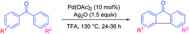 Graphical abstract: Pd-catalyzed double C–H bond activation of diaryl ketones for the synthesis of fluorenones