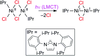Graphical abstract: Photoactivation of metal–halogen bonds in a Ni(ii) NHC complex