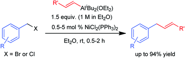Graphical abstract: An efficient nickel-catalyzed alkenylation of functionalized benzylic halides with alkenylaluminum reagents