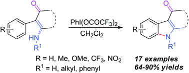 Graphical abstract: Synthesis of carbazolones and 3-acetylindoles via oxidative C–N bond formation through PIFA-mediated annulation of 2-aryl enaminones