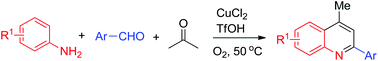 Graphical abstract: Cu(ii)-promoted three-component coupling sequence for the efficient synthesis of substituted quinolines