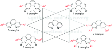 Graphical abstract: Direct arylation of phenanthroline derivatives via oxidative C–H/C–H cross-coupling: synthesis and discovery of excellent ligands