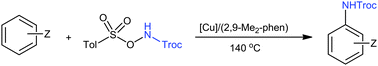 Graphical abstract: Copper-catalyzed Csp2–H amidation of unactivated arenes by N-tosyloxycarbamates