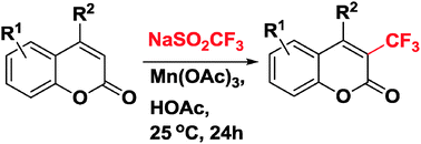 Graphical abstract: Manganese(iii)-mediated direct Csp2–H radical trifluoromethylation of coumarins with sodium trifluoromethanesulfinate