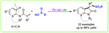 Graphical abstract: Iron-catalyzed aerobic difunctionalization of alkenes: a highly efficient approach to construct oxindoles by C–S and C–C bond formation