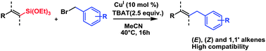 Graphical abstract: Copper-catalyzed Hiyama cross-coupling using vinylsilanes and benzylic electrophiles