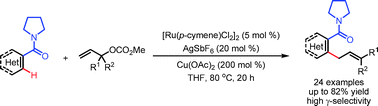 Graphical abstract: Direct allylation of aromatic and α,β-unsaturated carboxamides under ruthenium catalysis