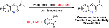 Graphical abstract: Pd(ii) catalyzed ortho C–H iodination of phenylcarbamates at room temperature using cyclic hypervalent iodine reagents